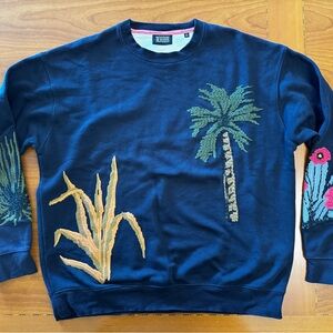 Scotch & Soda Dark Blue Sweater with Nature Embroidery